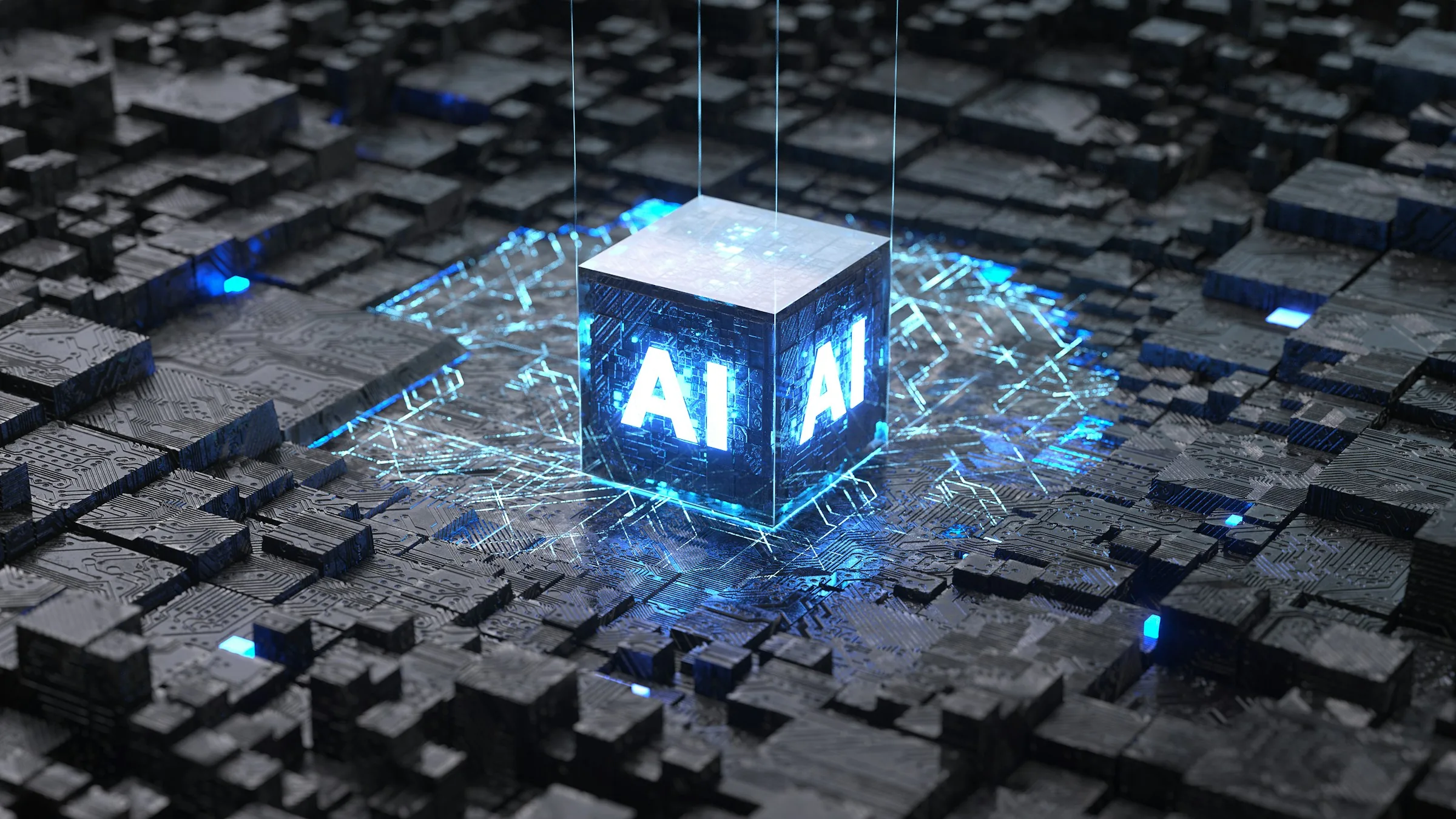 Abstract visualization of AI systems connected through a universal protocol