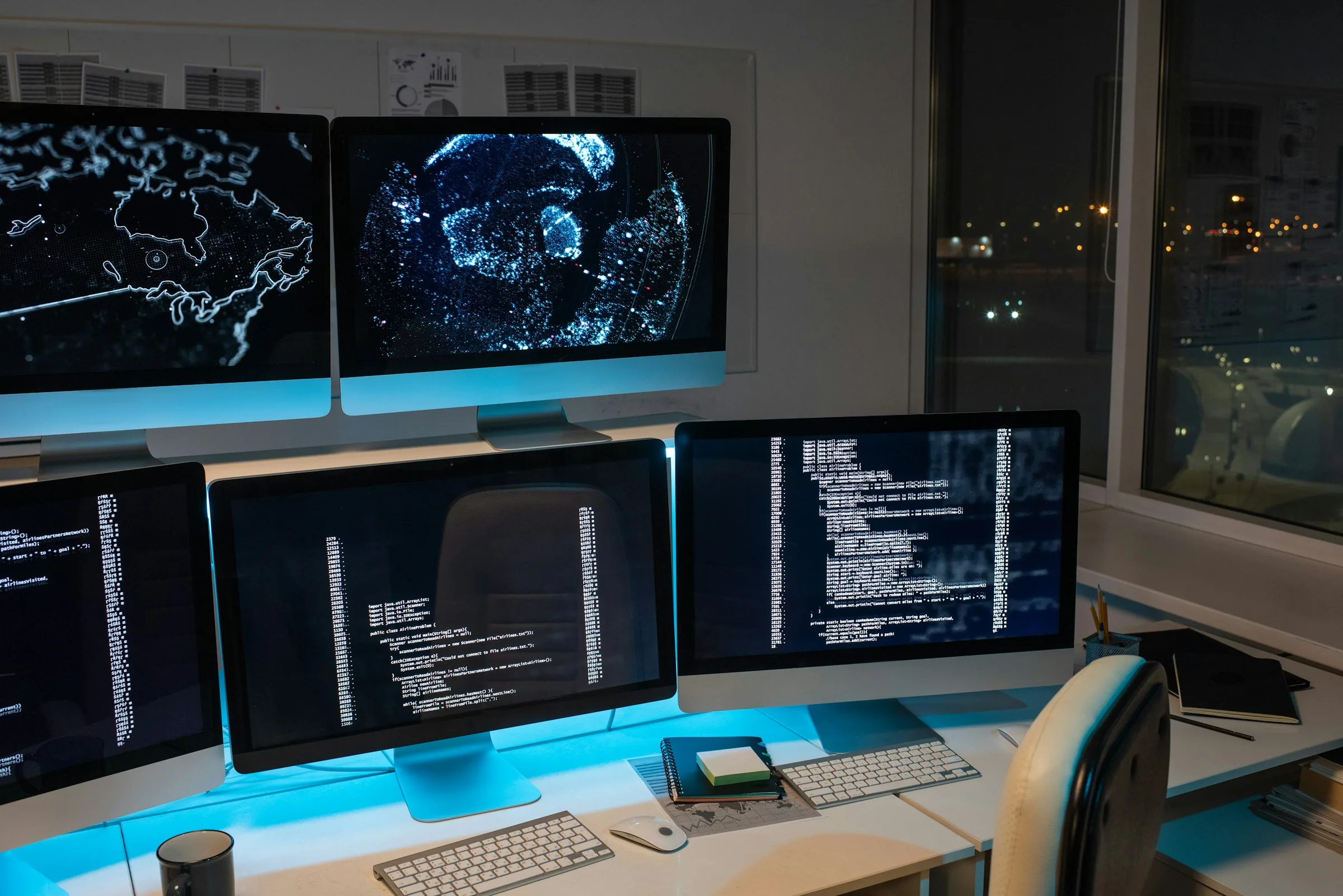 Abstract representation of exposed AI agent connections in an enterprise network